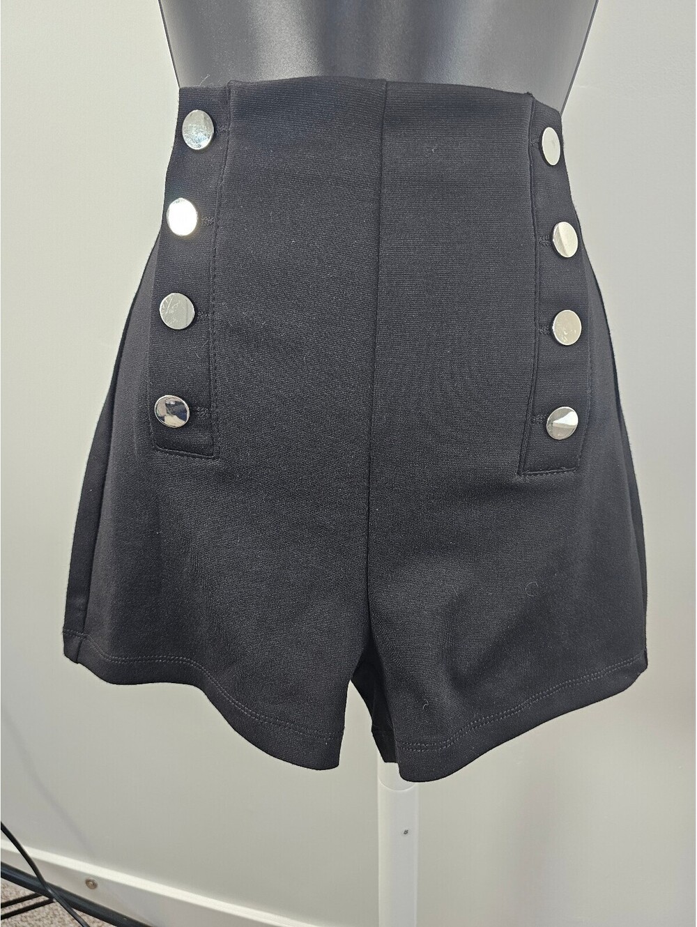 Tally Weijl Black High-Waisted Button Detail Shorts Size US Sz 2/XS